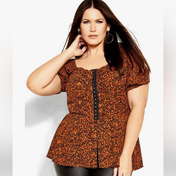 NWT CityChic women’s plus size quirky print top sz M approximately 18/20 IRL - Picture 1 of 7